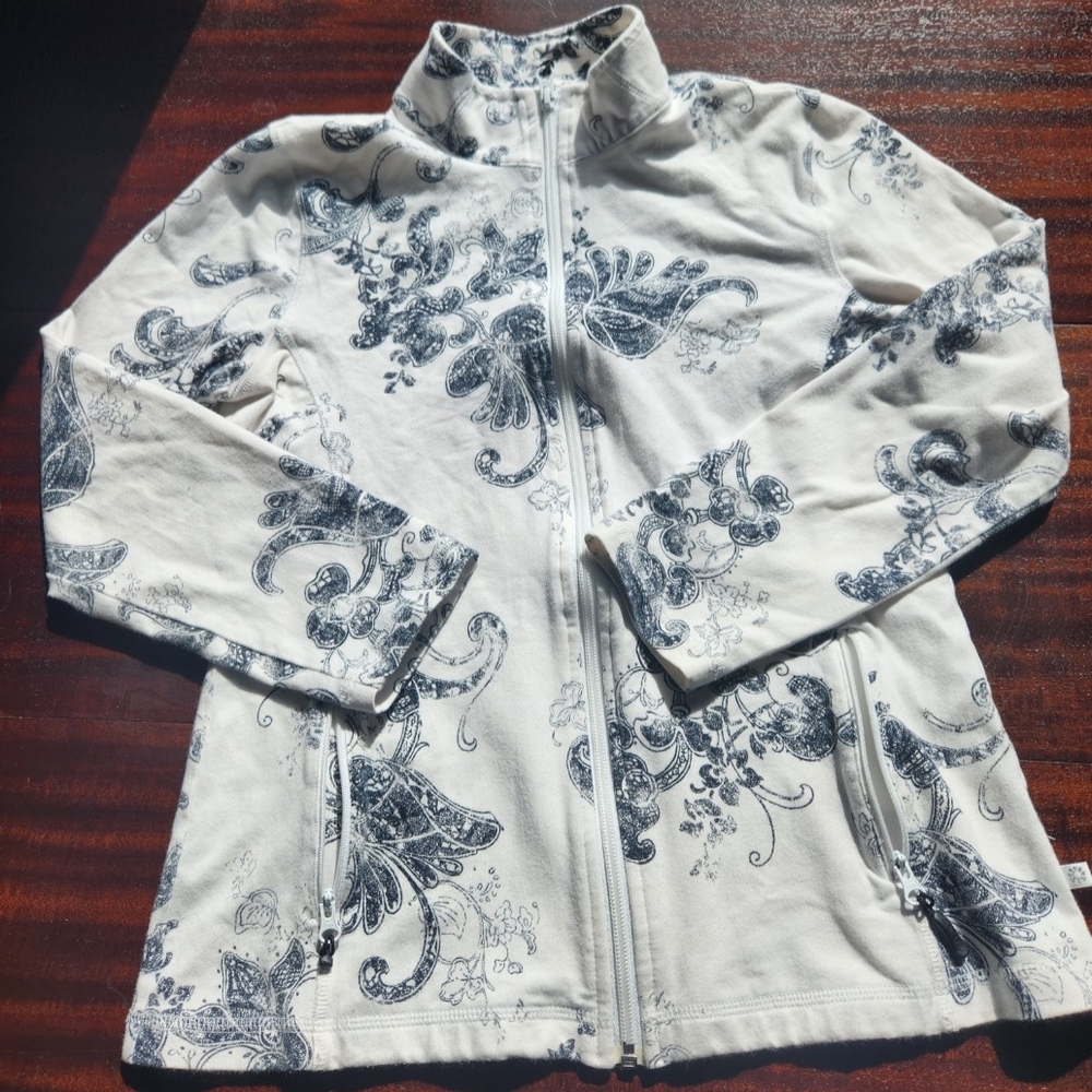 Floral Zip-Up Jacket Chico's Zenergy
